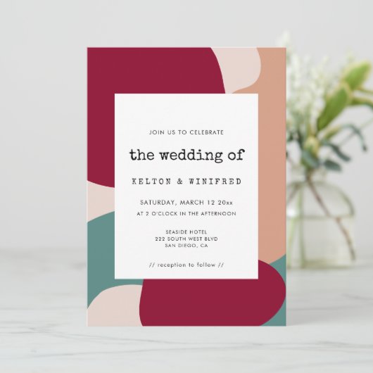 Faire-part de mariage de formes abstraites moderne (Debout devant)