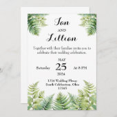 Faire-part de mariage de fougères des bois (Devant / Derrière)