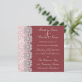 Faire-part de mariage de framboise de dentelle et (Debout devant)