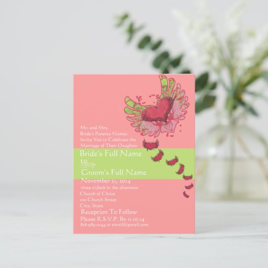 Faire-part de mariage de framboise et de citron ve (Debout devant)