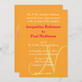 Faire-part de mariage de framboise orangé Monogram (Devant / Derrière)