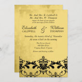 Faire-part de mariage de frontière de damassé (Devant / Derrière)