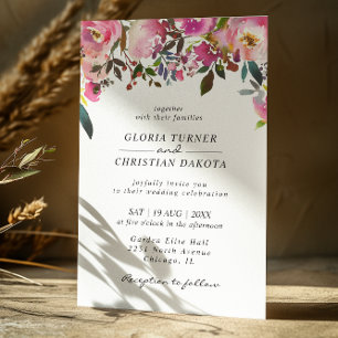 Faire-part de mariage de frontière florale rose vi