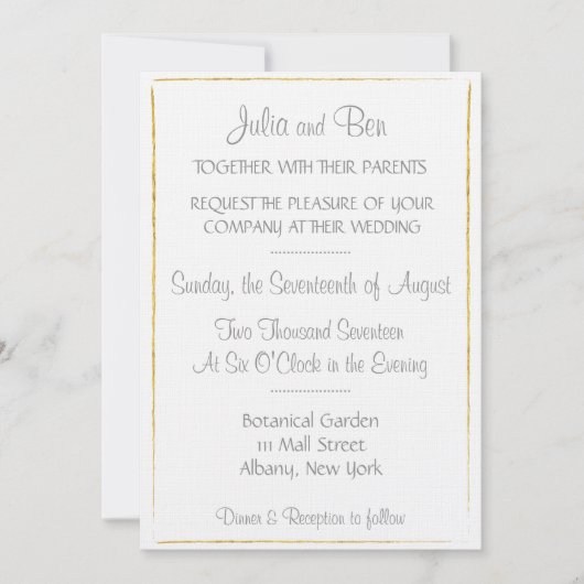 Faire-part de mariage de frontière Gold Foil (Devant)