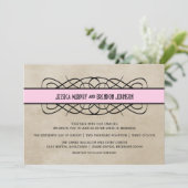 Faire-part de mariage de frontière rose (Debout devant)