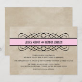 Faire-part de mariage de frontière rose (Devant / Derrière)