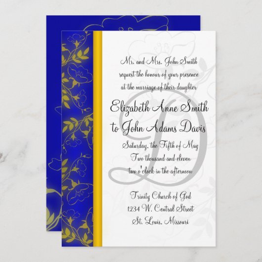 Faire-part de mariage de fuite bleue (Devant / Derrière)