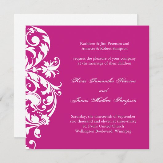 Faire-part de mariage de Fuschia (Devant / Derrière)