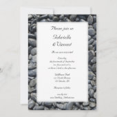 Faire-part de mariage de galets noirs lisses (Devant)