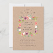 Faire-part de mariage de germe de fleurs d'été rus (Devant)