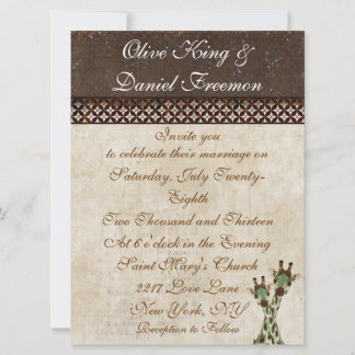 Faire-part de mariage de girafes Turquoises et en