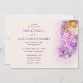 Faire-part de mariage de glycine à l'aquarelle (Devant)