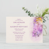 Faire-part de mariage de glycine à l'aquarelle (Debout devant)