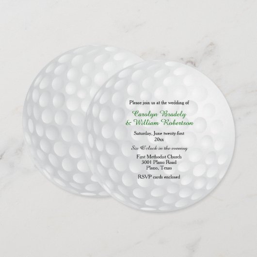 Faire-part de mariage de golf (Devant / Derrière)