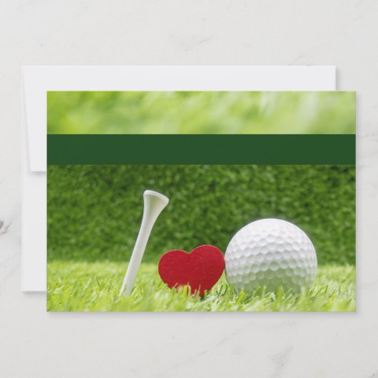 faire-part de mariage de golf avec amour et tee (Devant)