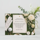 Faire-part de mariage de golf avec des roses blanc (Debout devant)