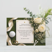 Faire-part de mariage de golf avec des roses blanc (Debout devant)