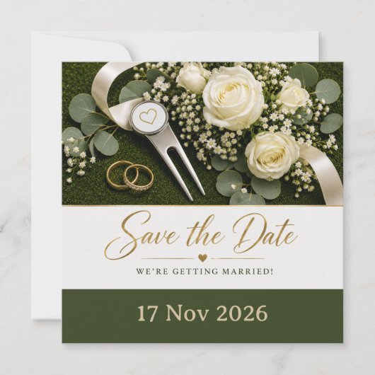 Faire-part de mariage de golf "Save the Date" (Devant)