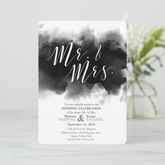 Faire-part de mariage de Goth de M. foncé et de (Debout devant)