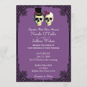 Faire-part de mariage de goth sugar