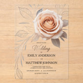 Faire-part de mariage de gouttes de rose acrylique (Recto)