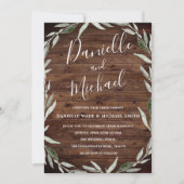 Faire-part de mariage de grange à feuilles de bois (Devant)