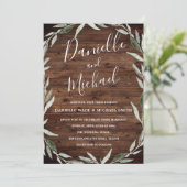 Faire-part de mariage de grange à feuilles de bois (Debout devant)