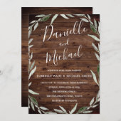 Faire-part de mariage de grange à feuilles de bois (Devant / Derrière)