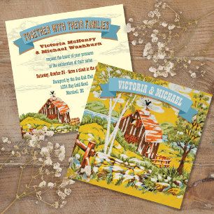 Faire-part de mariage de grange de campagne rustiq