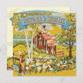 Faire-part de mariage de grange en bois rustique p (Devant / Derrière)