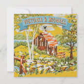 Faire-part de mariage de grange en bois rustique p (Devant)