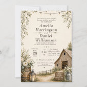 Faire-part de mariage de grange rustique (Devant)