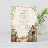 Faire-part de mariage de grange rustique (Debout devant)