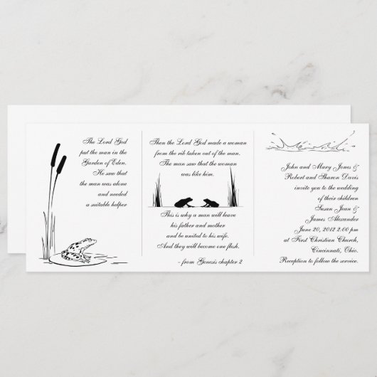 Faire-part de mariage de grenouille - religieux (Devant / Derrière)