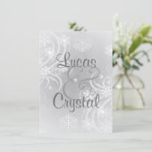 Faire-part de mariage de gris de Flourish d'hiver (Debout devant)