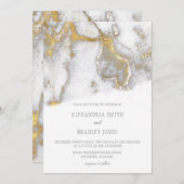 Faire-part de mariage | de gris marbré moderne et (Devant / Derrière)