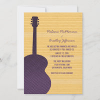 Faire-part de mariage de guitare du pays pourpre