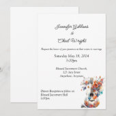 Faire-part de mariage de guitare florale, invitati (Devant / Derrière)