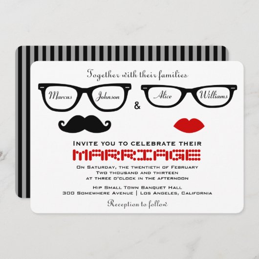 Faire-part de mariage de hippie (Devant / Derrière)