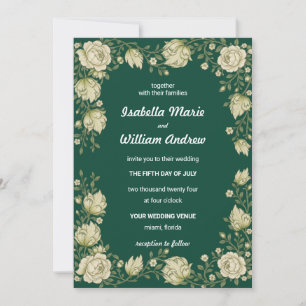 Faire-part de mariage de jardin floral vintage rom