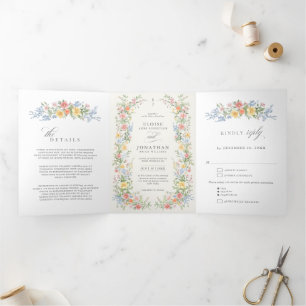 Faire-part de mariage de jardin orné de pastel dou