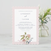 Faire-part de mariage de jardin rose Dusty (Debout devant)