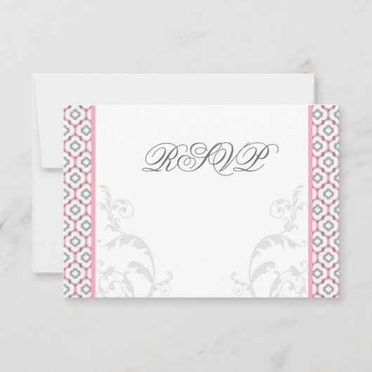 Faire-part de mariage de jardin rose et gris éléga (Devant)