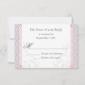 Faire-part de mariage de jardin rose et gris éléga (Dos)