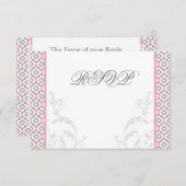 Faire-part de mariage de jardin rose et gris éléga (Devant / Derrière)