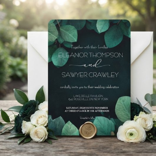 Faire-part de mariage de jardin vert luxuriant