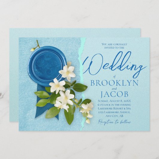 Faire-part de mariage de Jasmines Blanches (Devant / Derrière)