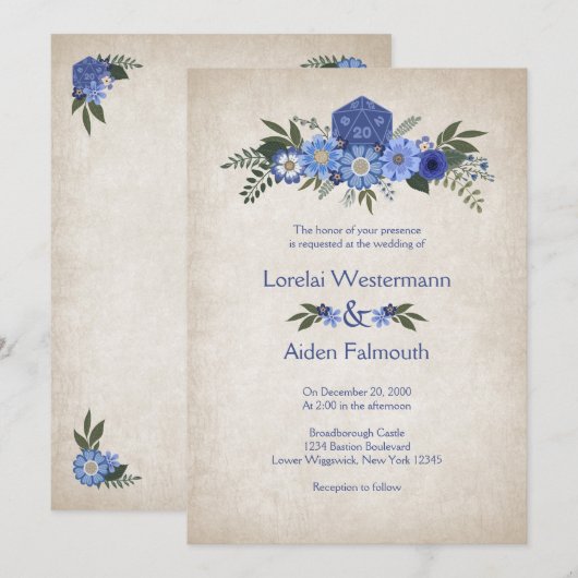 Faire-part de mariage de jeu de dés RPG (Devant / Derrière)