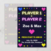 Faire-part de mariage de jeu vidéo rétro Joueur 1 (Devant / Derrière)