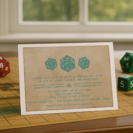 Faire-part de mariage de joueur de dés Grunge D20 